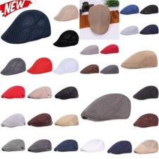Unisex Casual Beret Hat Flat Cap Newsboy Hat Adjustable Breathable Mesh Caps  