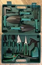 12 Piece Garden Tool Set Gardening Tools Kit Green Non-Slip Handles W/Case