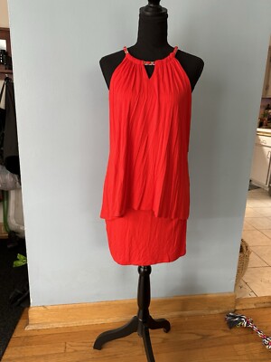 Laundry By Shelli Segal Halter Dress Fire Red Size 4 NWT | eBay