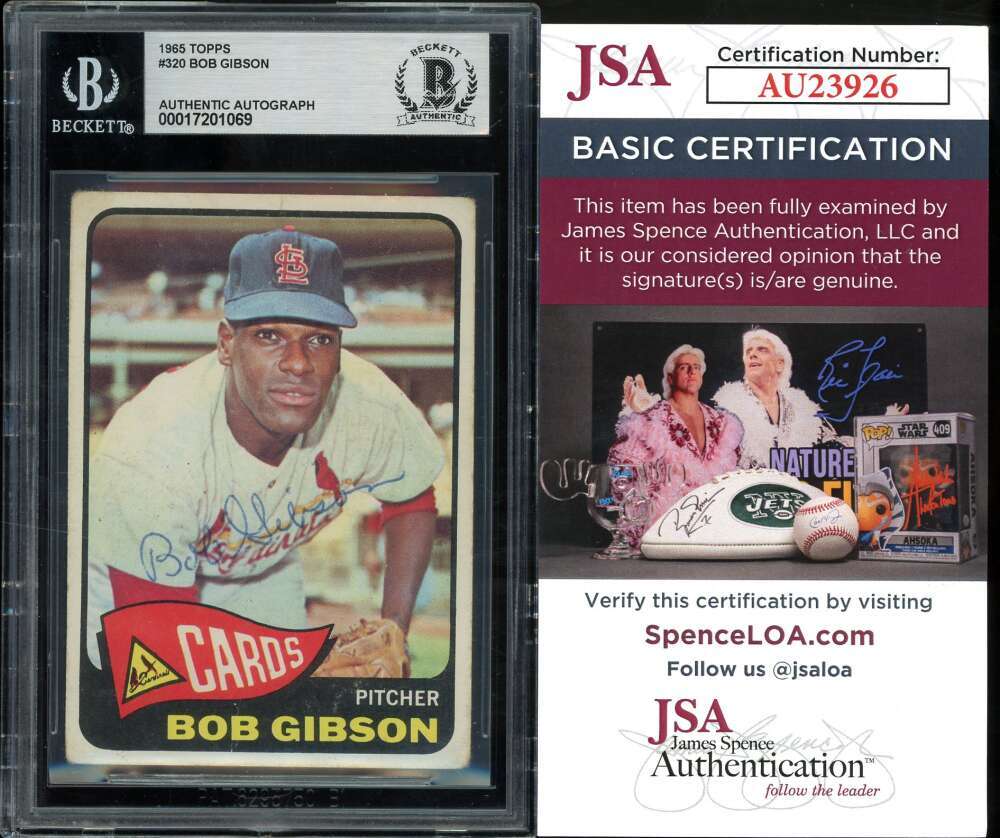 Bob Gibson Beckett BAS JSA COA Signed 1965 Topps Autograph