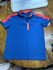 Redvanly Mens polo golf shirt soft Blue Red size medium new with tags