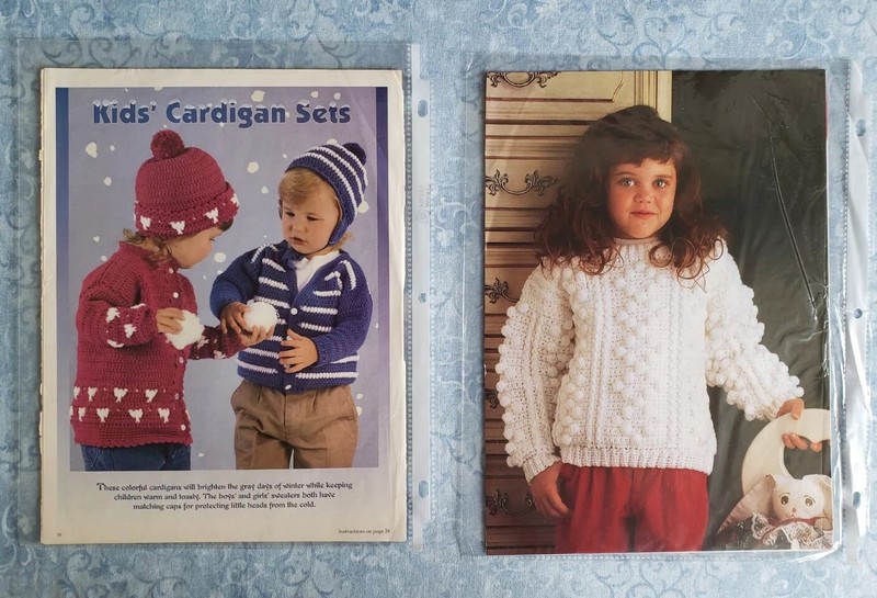 LOT 2~CROCHET Children’s Snowball Sweater+Cardigan Hat Set PATTERN ONLY boy girl