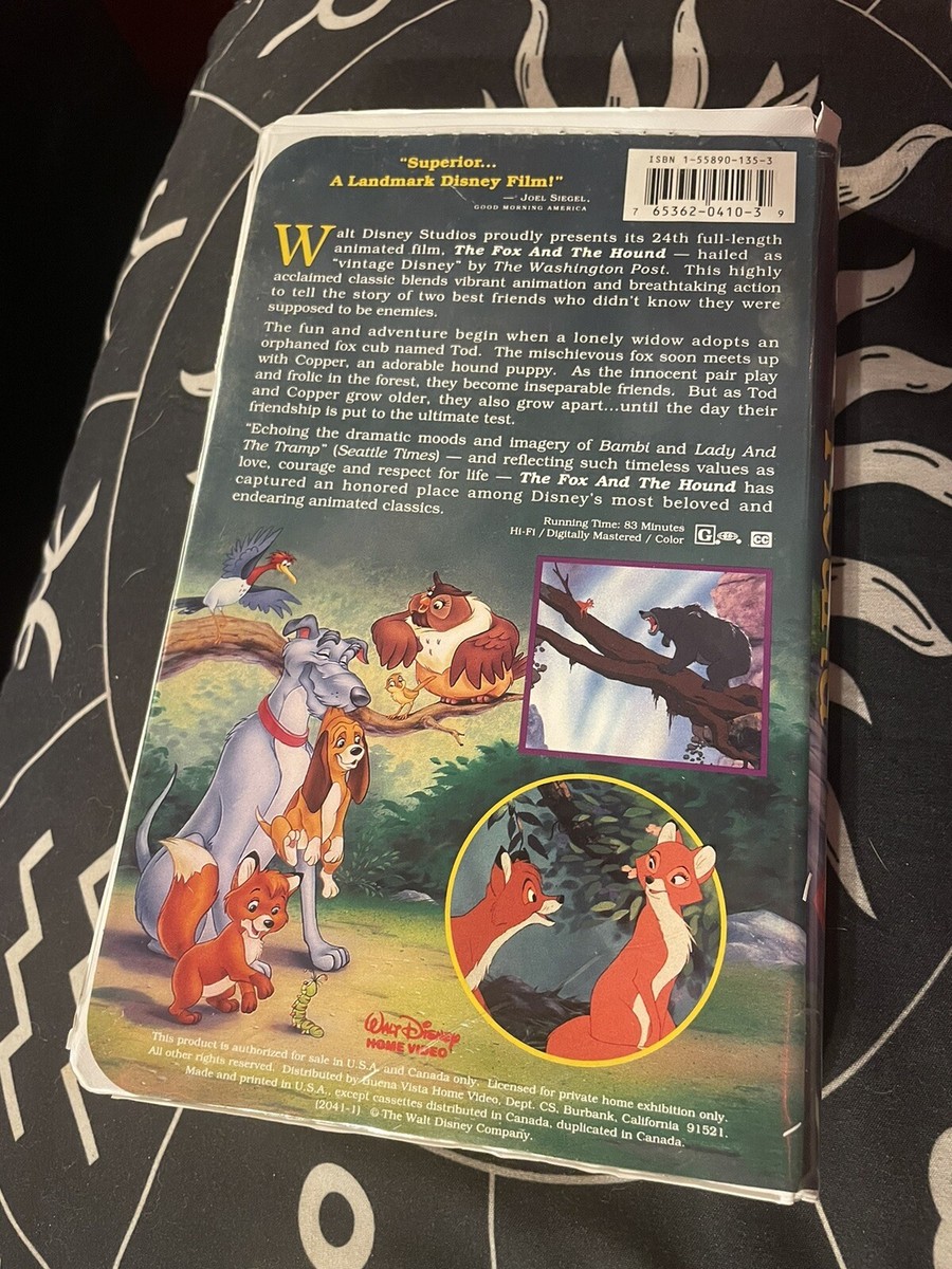Rare WALT DISNEY CLASSIC The Fox and the Hound (VHS 2041) Black