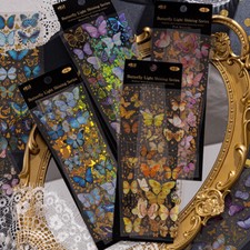 Vintage Butterfly PET Holographic Stickers Journal Card Diy Scrapbooking Crafts