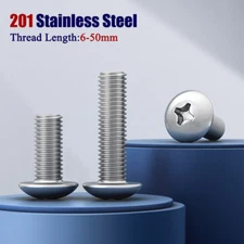 M4/M5/M6 Phillips Truss Head Screw Pan Head Bolts 201 Stainless Steel L:6-50mm