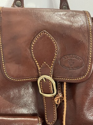 Alessia Genuine Leather Backpack Italian Made In Italy Buckle Stitched Top  Flap | eBay