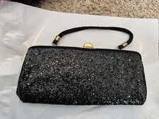 Vintage Black sparkle evening bag purse 10"x5"