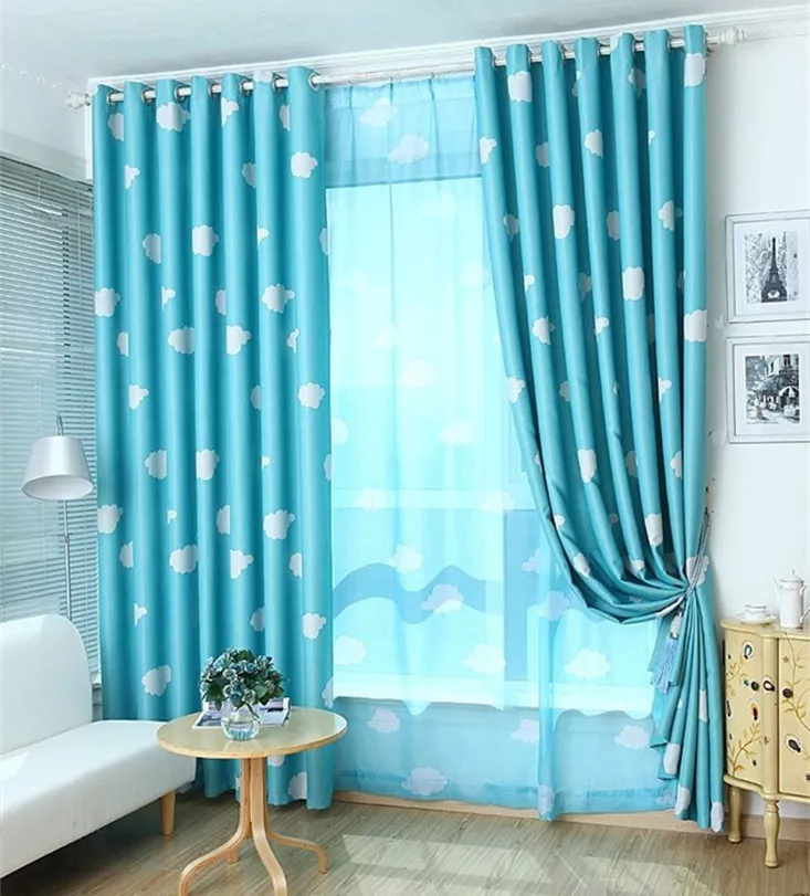 Blockout Eyelet Curtain Kids Boys Girls Sky Blue Blackout Bedroom 240cm x 230cm