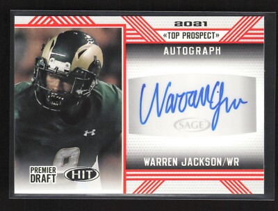 2020 Sage Hit Premier Draft 2021 Top Prospect Red Warren Jackson RC Auto #21WJ