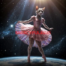 AI Art Digital Image Cat Ballerina Dancing Space Sci-Fi