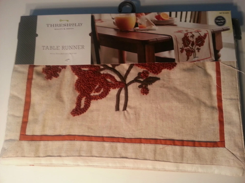 Threshold French Dot Table Runner - Orange (14"X72") - Holiday Gift - Image 2 of 2