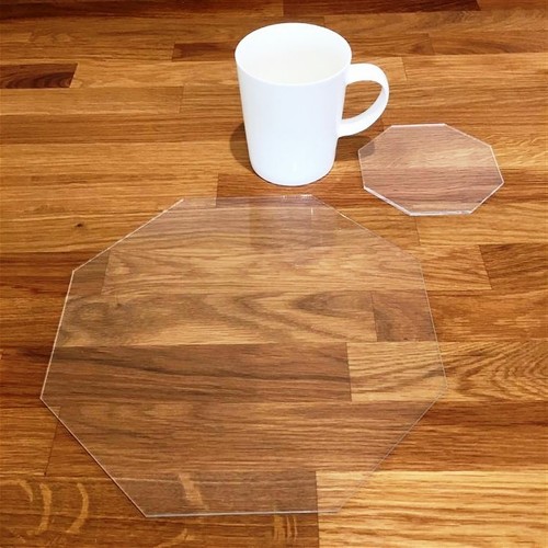 Octagon Shaped Clear Gloss Acrylic Placemats & Coasters 4, 6 or 8, 23