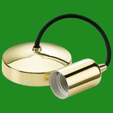 Image of 1x 6" (6in) 150mm Polished Brass Hanging Ceiling Lamp Pendant E27