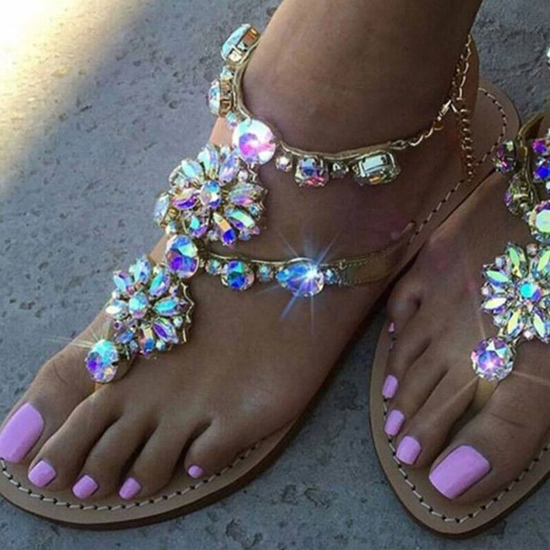Bohemian rhinestone sale sandals