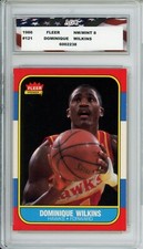 1986 Fleer #121 Dominique Wilkins Rookie Card AGC 8 NM/Mint Atlanta Hawks