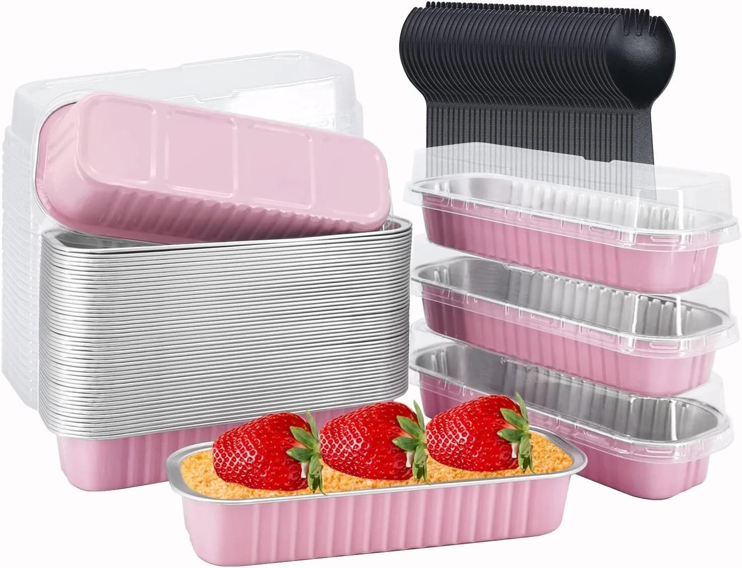 Aluminum Mini Loaf Pans Aluminum Foil Pans with Lid 6.8oz Disposable Rectangle