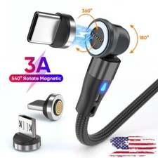 540  Rotate Magnetic Charger Cable Phone Fast Charging for Type C Micro USB iOS