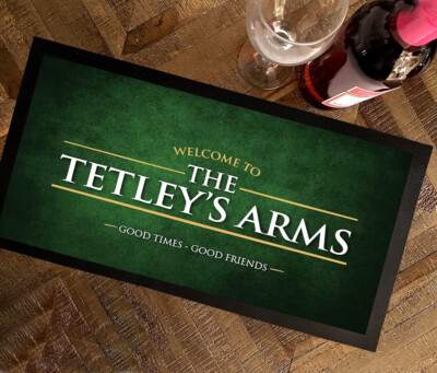 Personalised Bar Mat - Custom bar name - Green grunge bar accessories