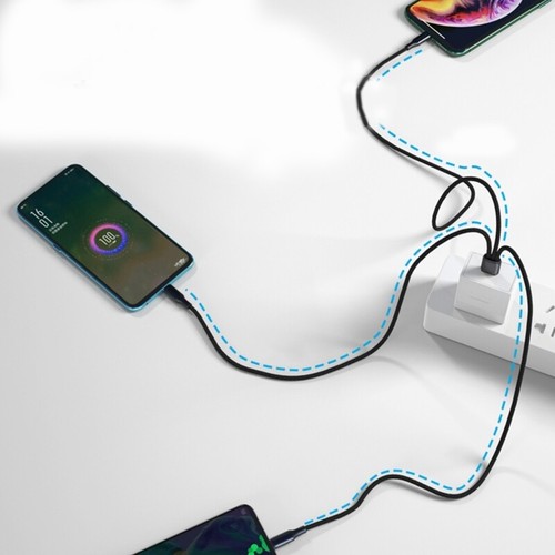 3 in 1 USB to Type-C Cable Type-C Charging Cable Cord Extension Wire Black/Red - 第 3/12 張圖片