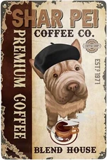 Metal Tin Sign Shar Pei Dog Wall Decor Wall Art Decor Metal Sign for Cafe Bar Re