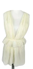 Luxxel Boutique Deep Plunge Ivory Sheer Mini Sleeveless Women S Dress New  WS3