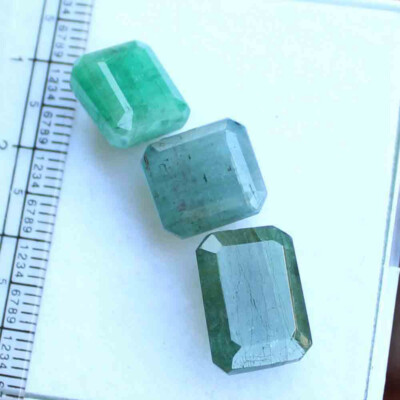 25.20 Ct Natural Zambian Green Emerald Emerald Faceted Cut Gemstone Lot