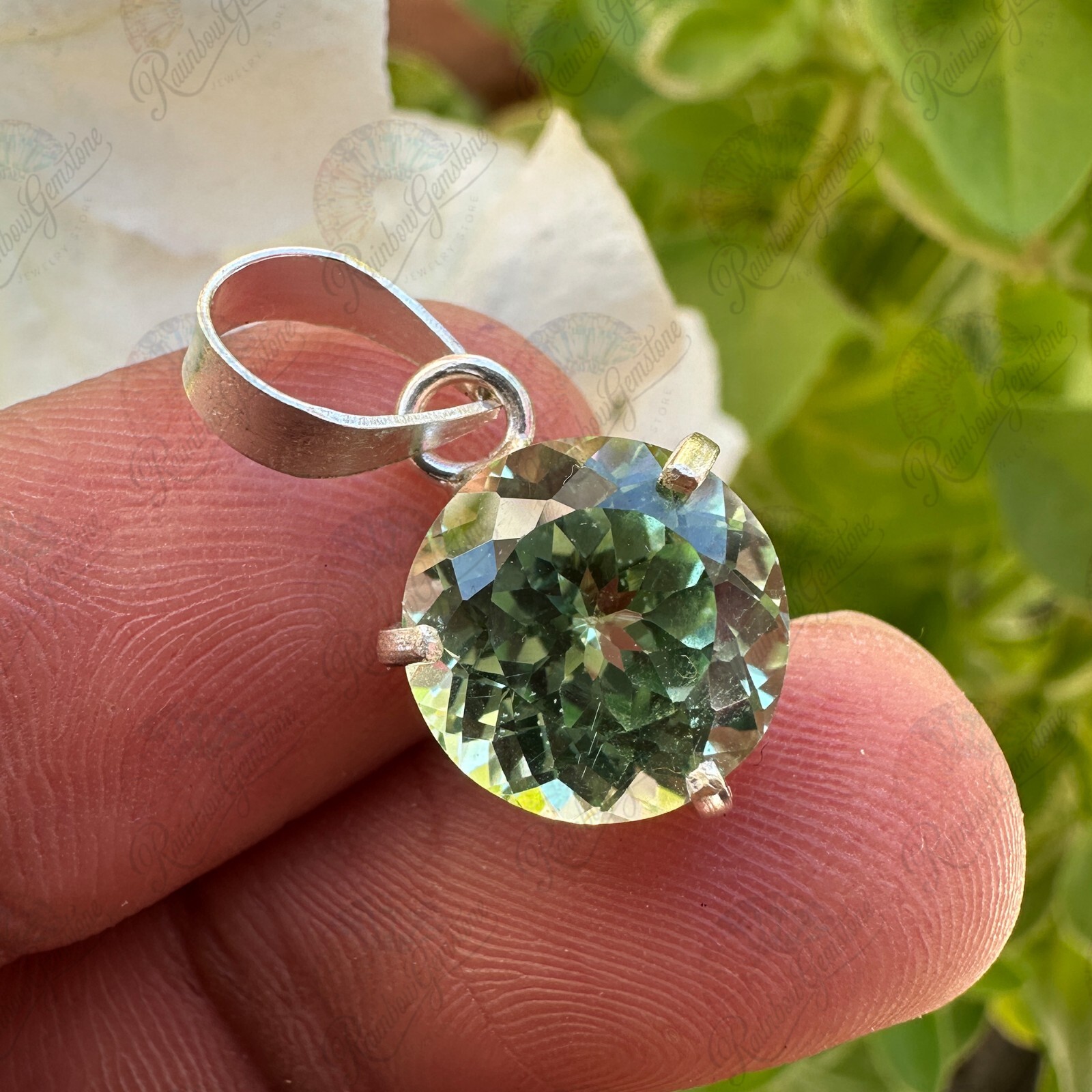 10.30 Ct Natural Green Tourmaline Pendant in 925 Sterling Silver