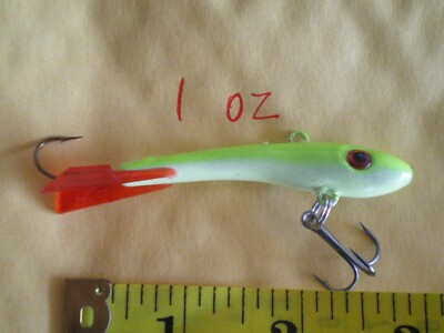 3 PCS MINNOW JIGGING/CASTING FISHING LURE BAIT/ICE FISHING 1 OZ CHARTREUSE/WHITE