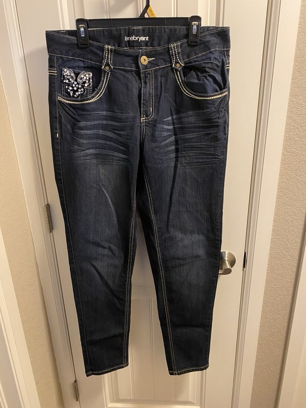 Lane Bryant 14 Jeans Dark Blue Bling Skinny Leg Stretch Denim  