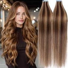 Russian THICK Tape In Remy 100 Skin Weft Glue Human Hair Extensions 60PCS 24IN
