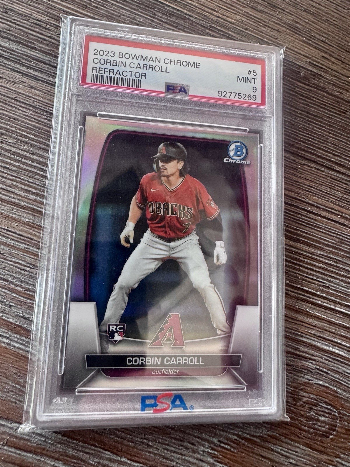 2023 Bowman Chrome Corbin Carroll 461/499 Rookie Refractor Parallel #5 RC ROY