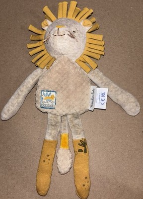 Moulin Roty Sous Mon Baobab Lion Plush Baby Comforter Beanie Rattle 10'' US2