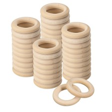 50pcs 30mm Natural Wood Rings 6mm Thick Smooth Unfinished Wooden Circles