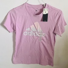 Adidas Women  s Pink Logo T-Shirt Small Short Sleeve Graphic Tee NWT