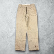 Vintage 50s Military Chino Pants Sanforized Khaki Men's 28x32 Workwear WW2