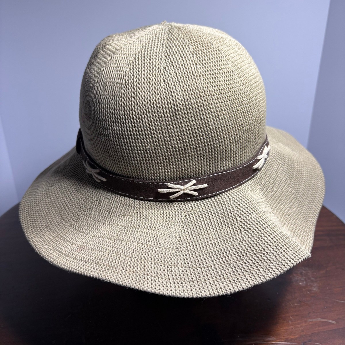 Orvis Sun Hat Women OS Tan 2L8A Wide Brim Knit Packable Boho  display picture 3