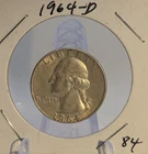 1964-D Denver Mint Silver Washington Quarter Coin 90% Silver
