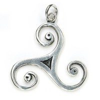KettenanhäNger Triskelion 925 Silber Oxidiert 4,3Cm Amulett Antik AnhäNger