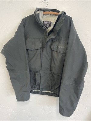 Simms GORE-TEX Wading Fishing Jacket Green Men's Size Large Waterproof Hooded