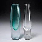 Steuben Strombergshyttan Sommerso Art Glass Bud Vases 8"h 2-Pc. Lot Signed