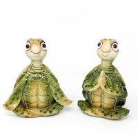 2Er Set Dekofiguren Yoga SchildkröTen Harry H 15,5Cm GrüN Aus Kunststein Formano