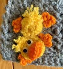 Beanie 0-3 Months Hat Baby Boy Handmade Crochet Blue with Crocheted Duck