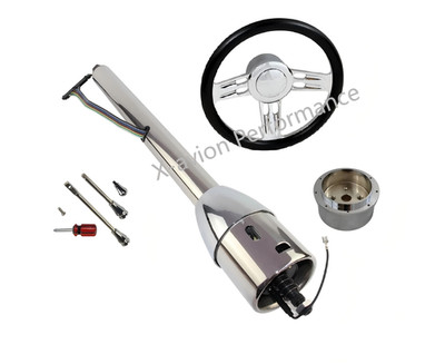 1955-59 Chevy GMC Truck 32'' Tilt Steering Column Floor Shift & 14'' Wheel Kit