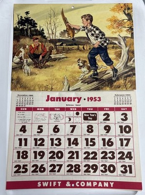 Vintage 1953 Swift & Company Farm Utility Calendar, Dairy and Poultry Plant
