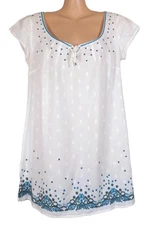 WHITE STUFF 12 white embroideredshort sleeve longline tunic