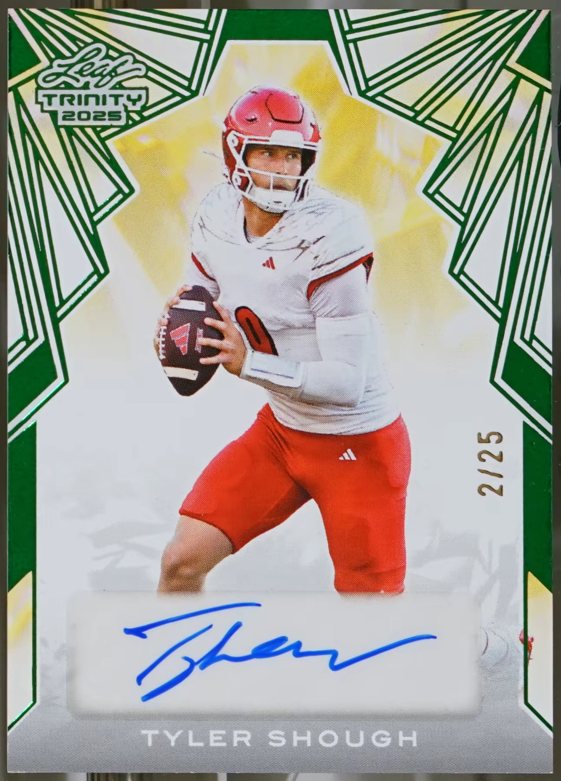 2025 Leaf Trinity - Green Autograph Football Tyler Shough #BA-TS2 NM