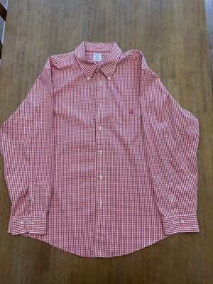 Brooks Brothers Regent Fit Button Down Shirt Mens XXL Red Gingham Non Iron
