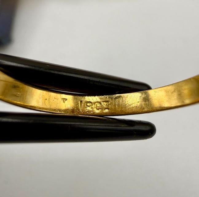 Solid 18k Yellow Gold Diamond Ruby Pierced Boat R… - image 7