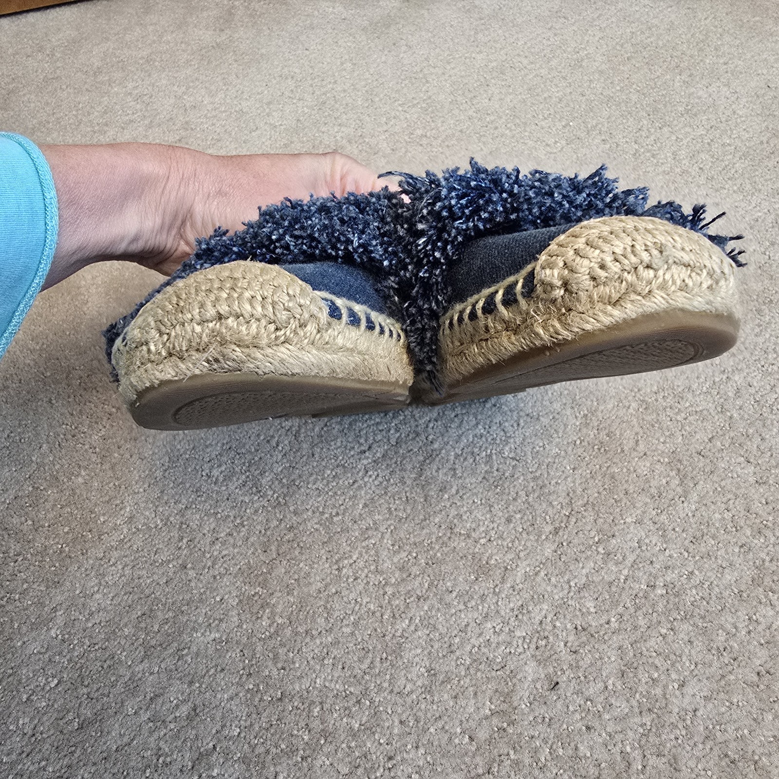 Tory Burch Navy Blue Denim Shaw Fringe Espadrille Flats Size 7.5 thumbnail 8