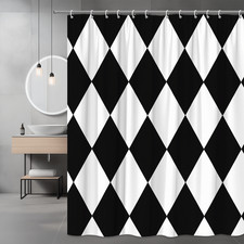 Black and White Diamond Shower Curtain for Modern Bathroom Decor